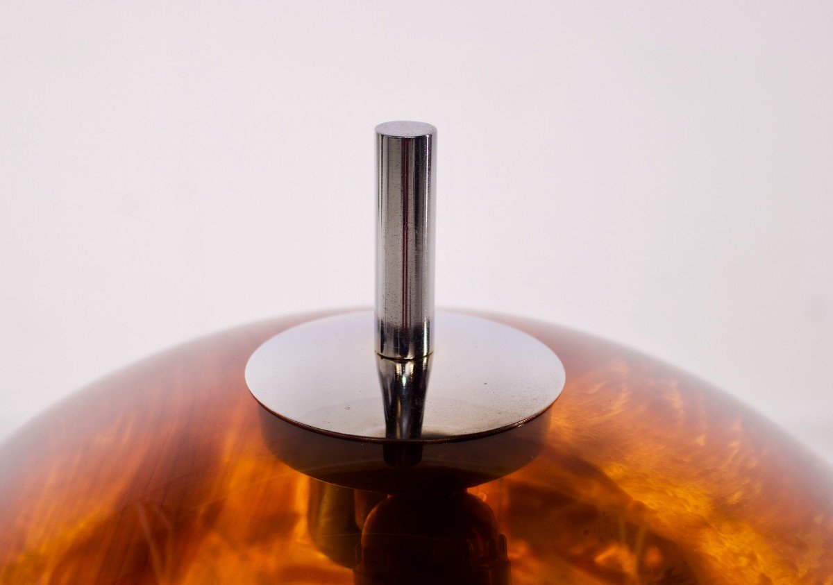 Lampe en acrylique et marbre de Carrare modèle "Tulipe", années 70.-photo-1