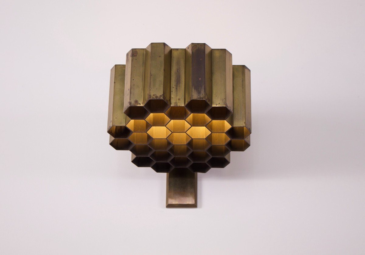 Honeycomb Wall Lamp, Jules Wabbes.-photo-3