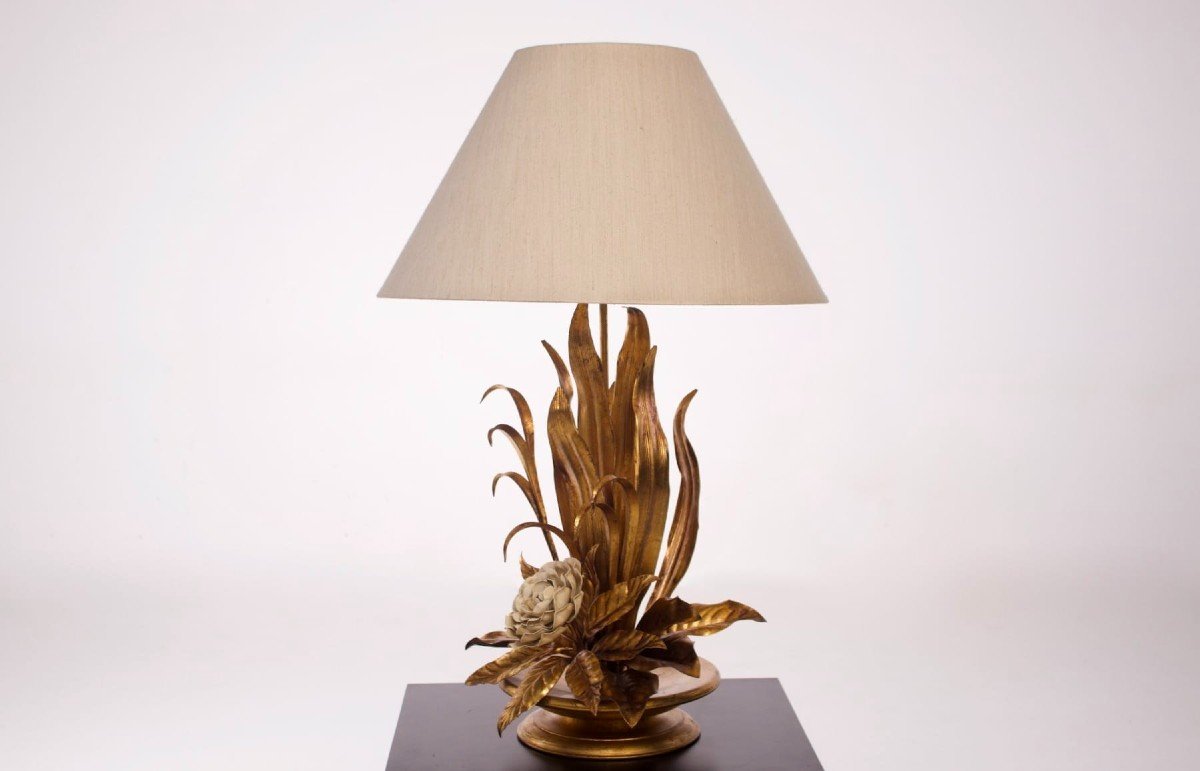 Imposante lampe Hans Kögl, métal doré, années 70.