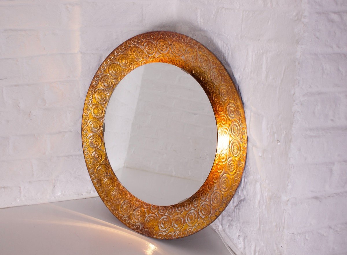Miroir Lumineux En Verre Doré-photo-2