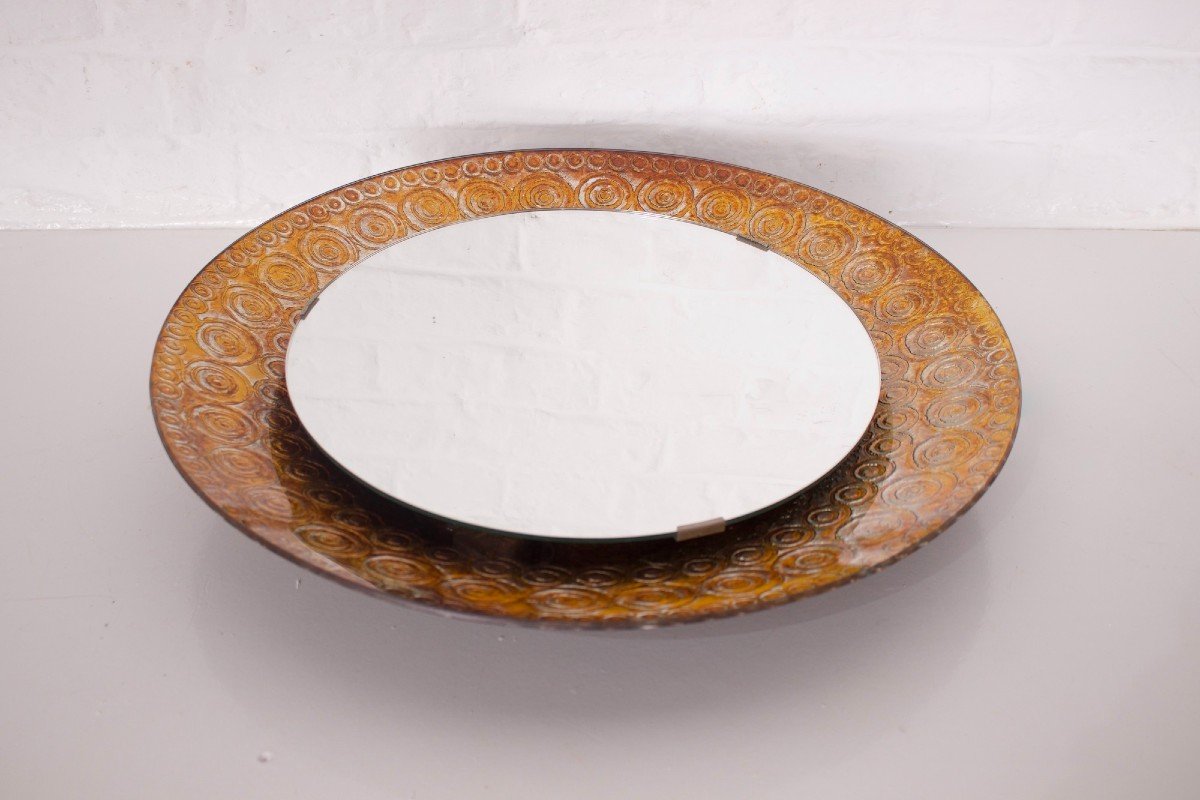 Miroir Lumineux En Verre Doré-photo-4