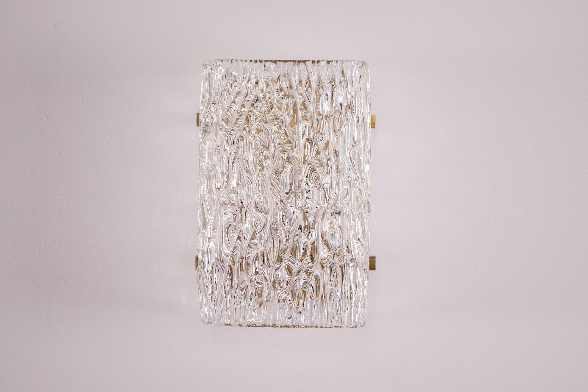 Pair Of “ice Glass” Wall Sconces, Kalmar.-photo-4