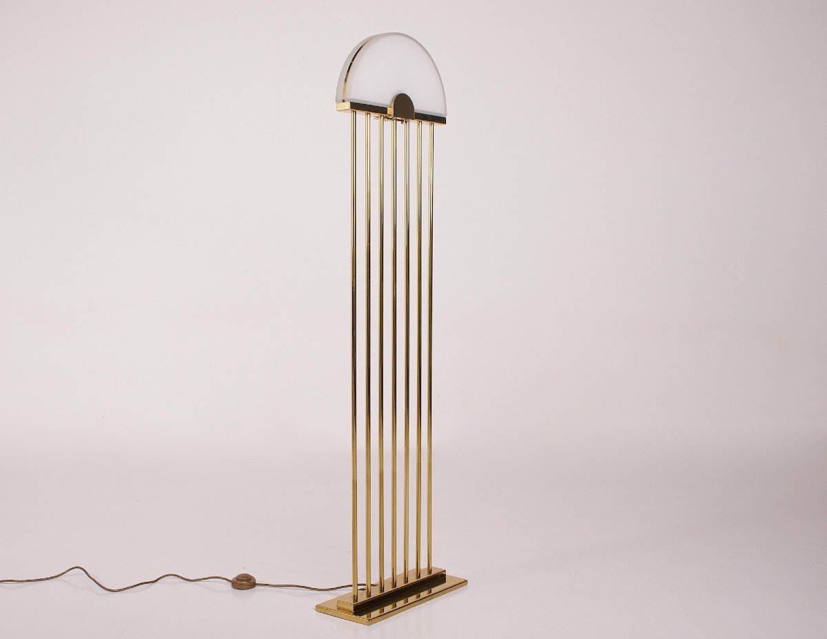 Postmodernist Brass Floor Lamp, 1980's.-photo-2