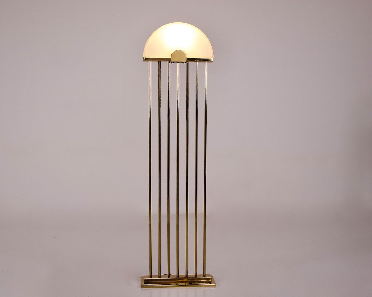 Postmodernist Brass Floor Lamp, 1980's.