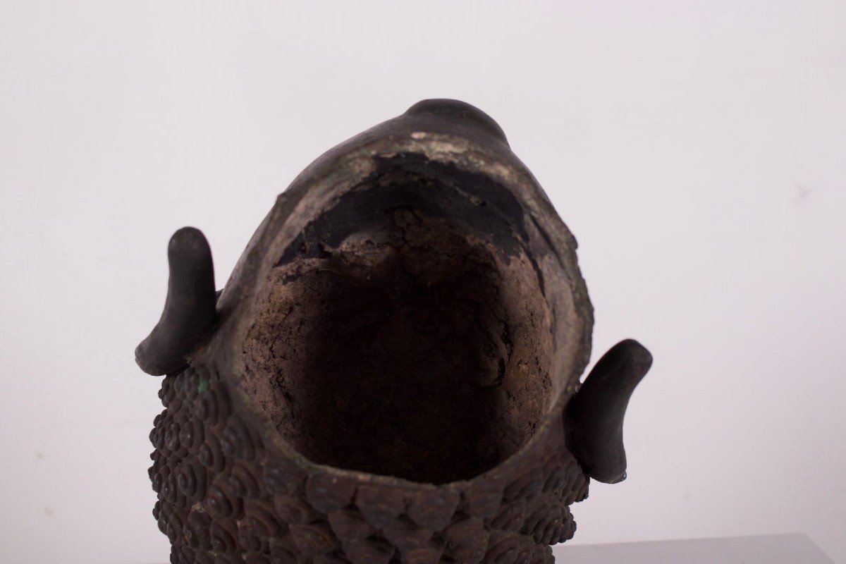 Large Bronze Buddha Head Lan Na-photo-7