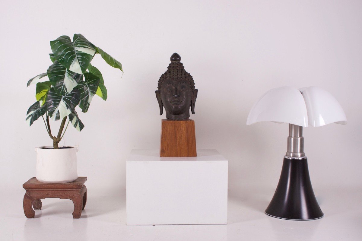 Large Bronze Buddha Head Lan Na-photo-8