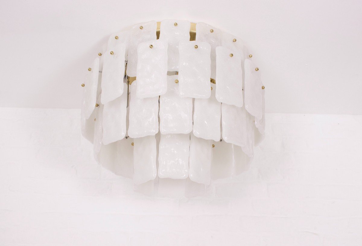 Large Murano Glass And Brass Ceiling Light.-photo-2
