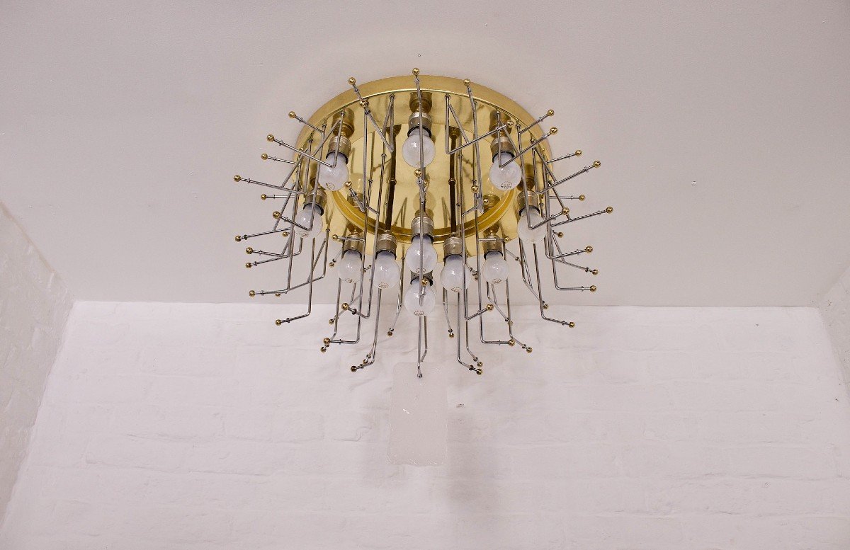 Large Murano Glass And Brass Ceiling Light.-photo-2