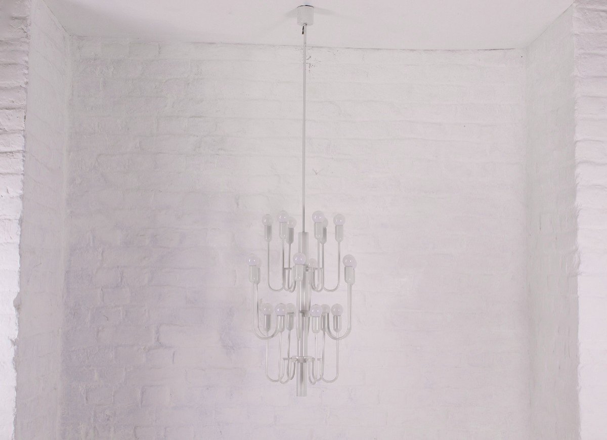 Imposante suspension en forme de chandelier, années 70.-photo-2