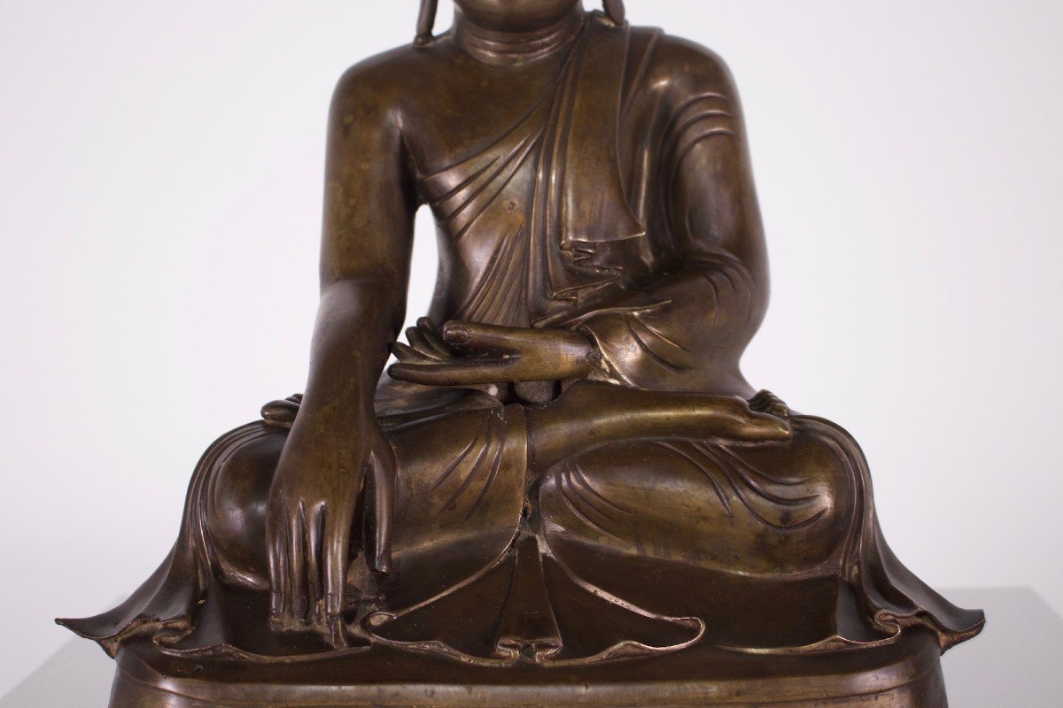 Bouddha Birman En Bronze, époque Mandalay.-photo-2