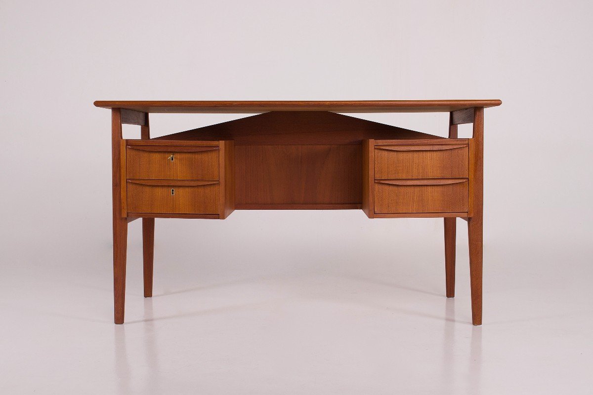 Danish Teak Desk By Gunnar Nielsen For Tibergaard-photo-2