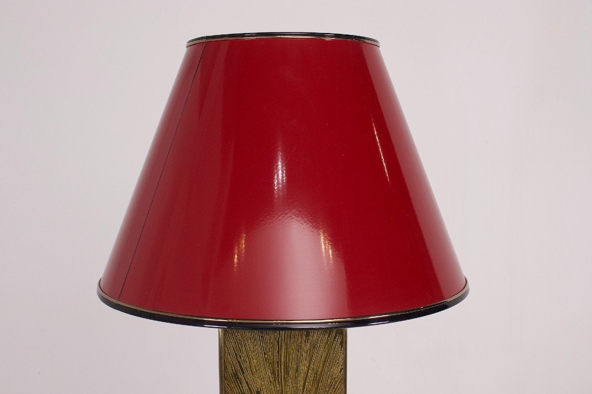 Brass And Agate Lamp By Georges Mathias For De Gandt.-photo-3