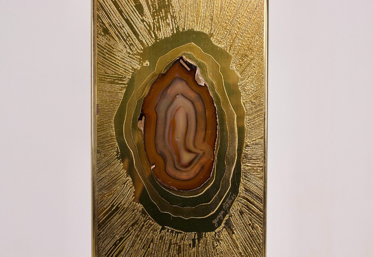 Brass And Agate Lamp By Georges Mathias For De Gandt.-photo-1