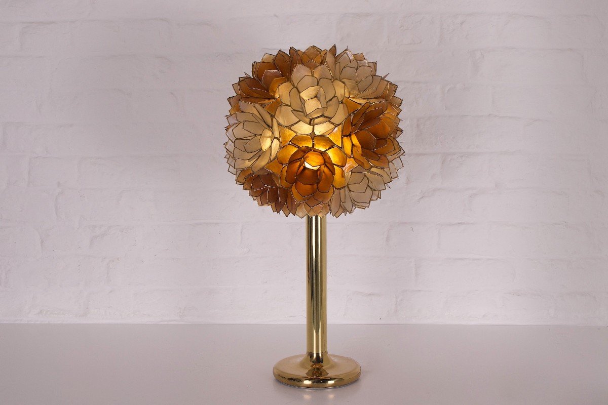 Brass And Mother Of Pearl Tulip Lamp By Rausch-photo-2