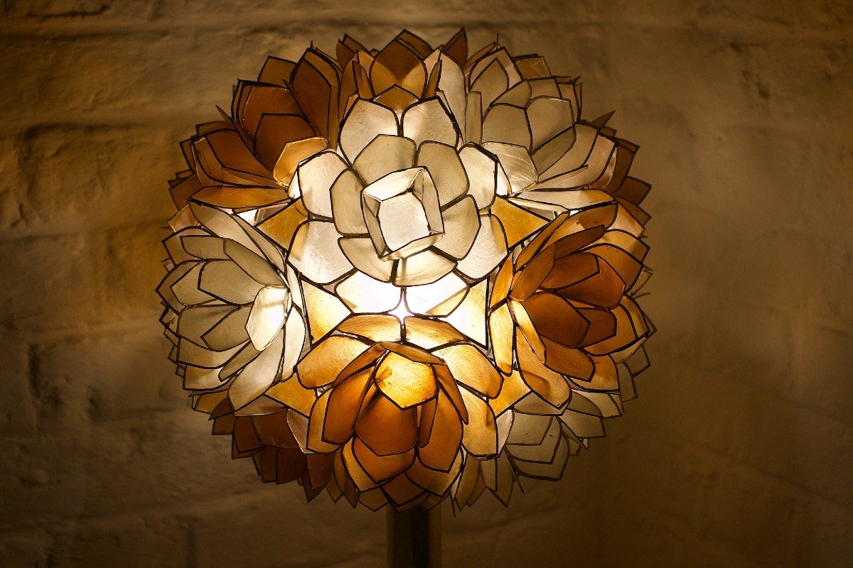 Brass And Mother Of Pearl Tulip Lamp By Rausch-photo-1