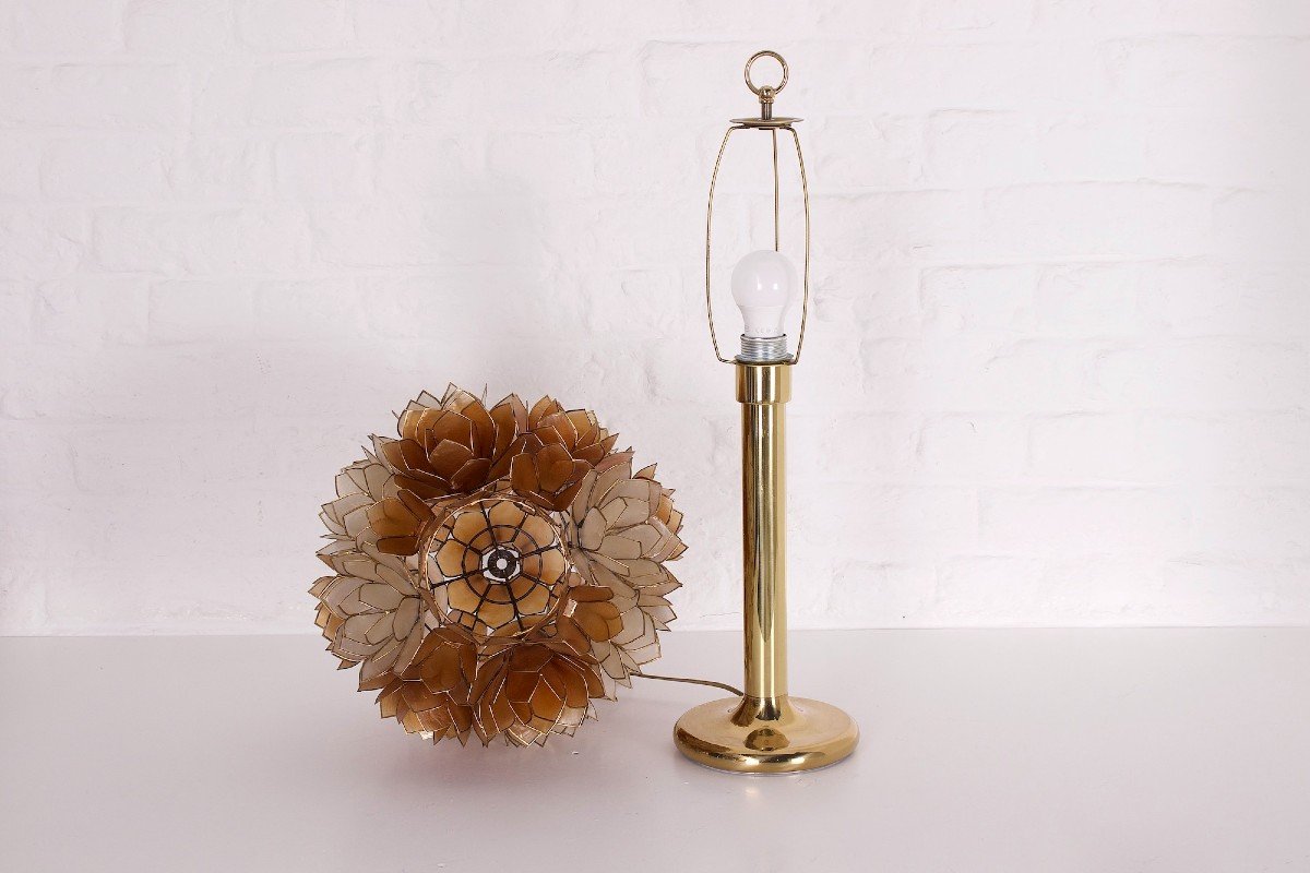 Brass And Mother Of Pearl Tulip Lamp By Rausch-photo-4