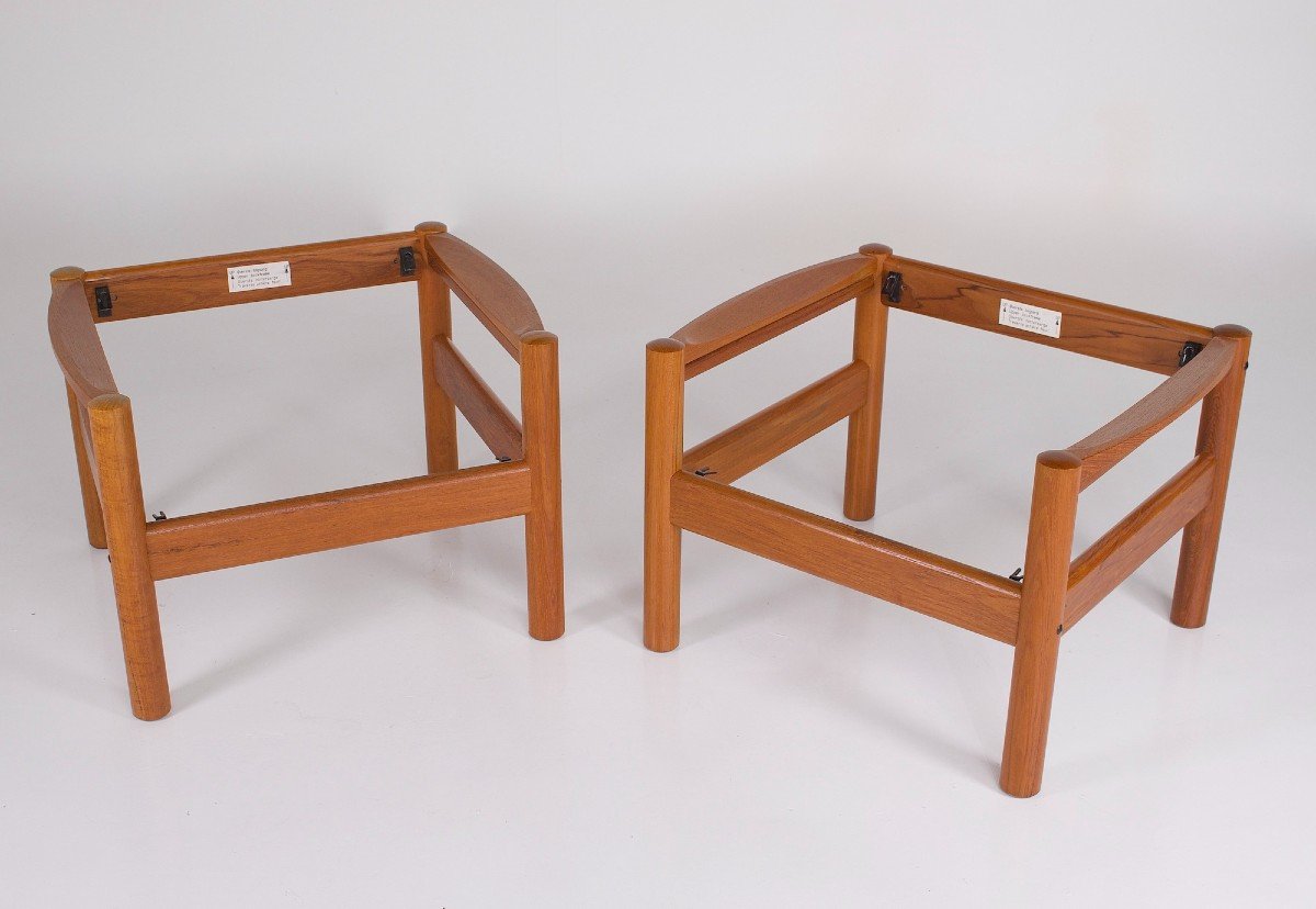 Deux fauteuil en teck et laine, Danemark.-photo-2
