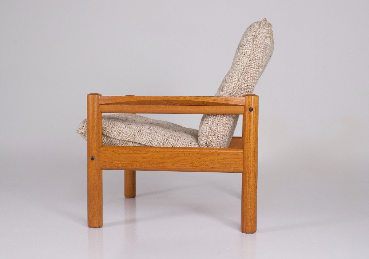Danish Armchair In Teak And Wool.-photo-2