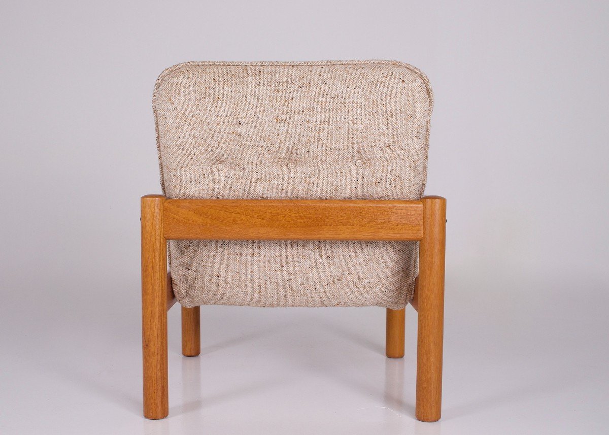 Fauteuil  en teck et laine, Danemark, années 70/80.-photo-2