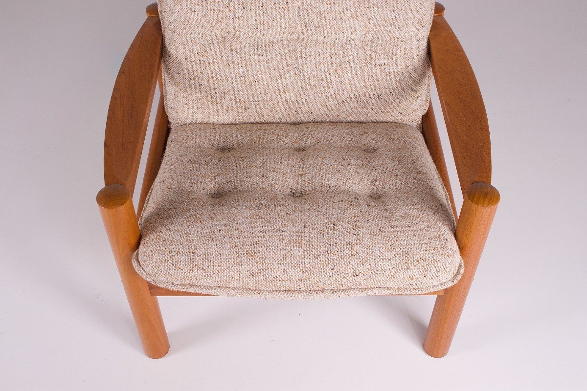 Fauteuil  en teck et laine, Danemark, années 70/80.-photo-3