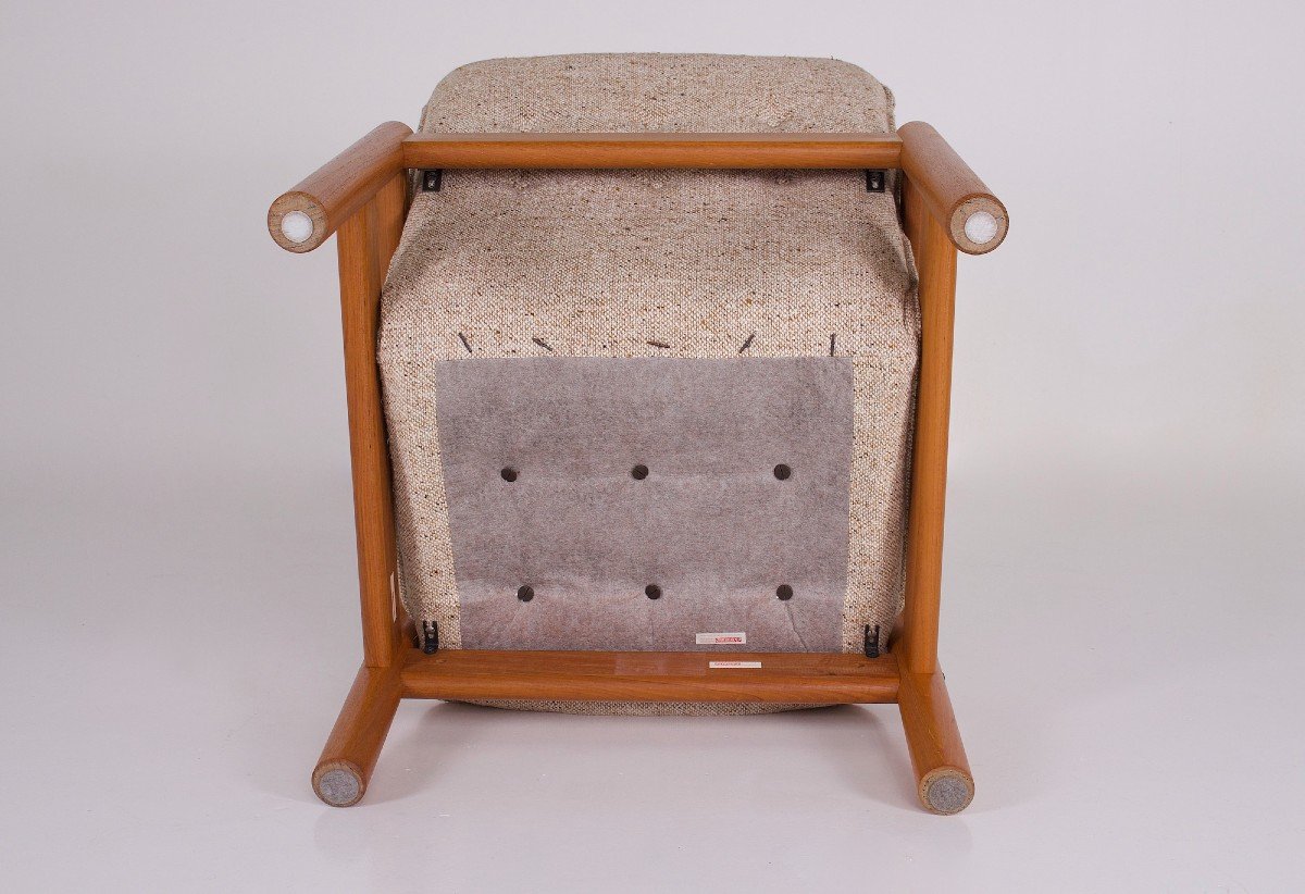 Fauteuil  en teck et laine, Danemark, années 70/80.-photo-1