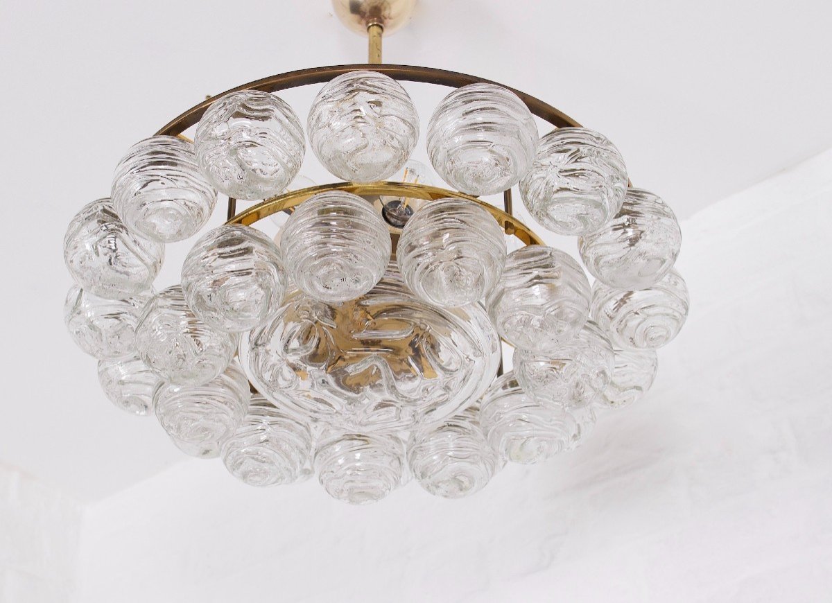 “snowball” Brass And Crystal Ceiling Chandelier-photo-2