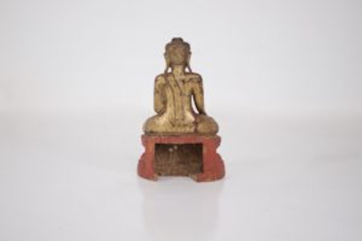 Statue de Bouddha en bois doré, Birmanie.-photo-2