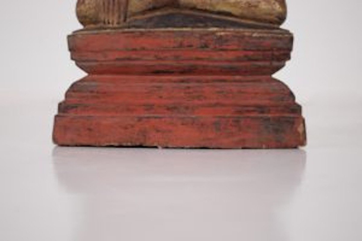 Statue de Bouddha en bois doré, Birmanie.-photo-2