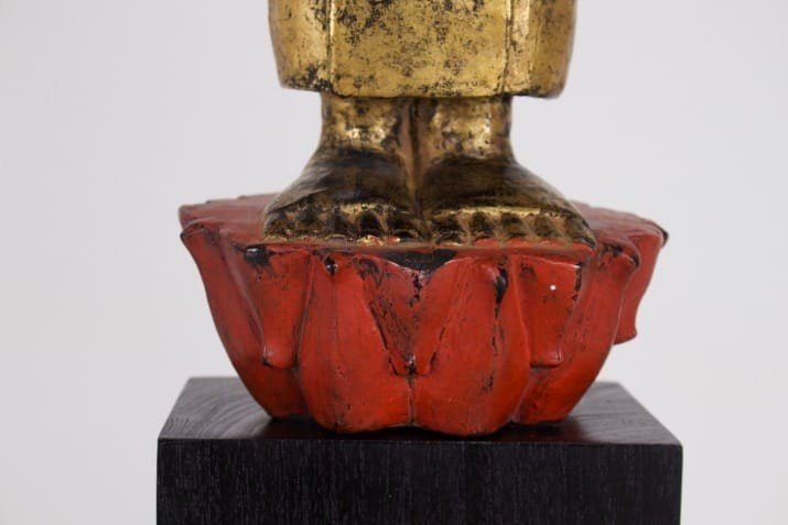 Statue de Bouddha en bois doré, Birmanie,19 ème siècle.-photo-2