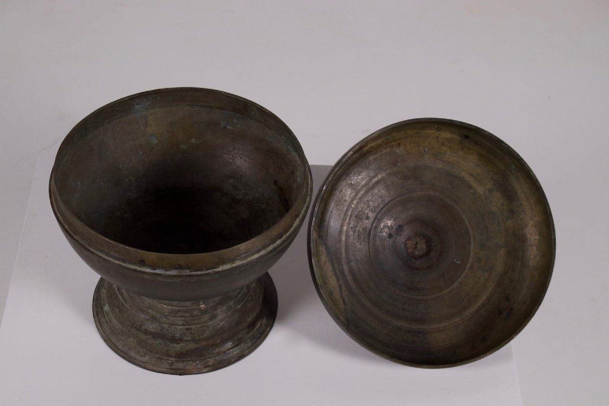 Burmese Bronze Covered Bowl Taungû / Nyaung-yan-photo-4