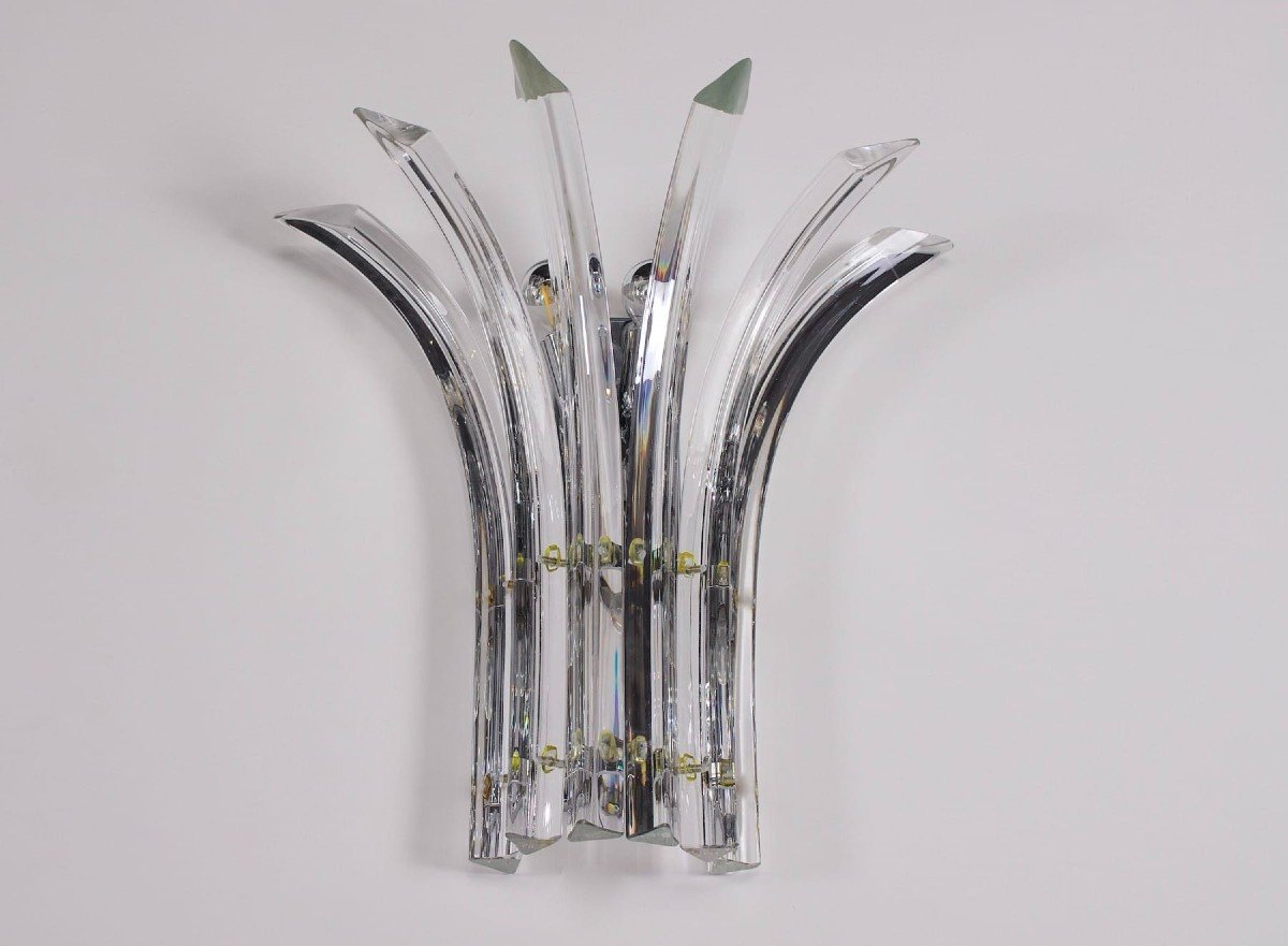 Ensemble de deux appliques en cristal de Murano, Alberto Donà, années 80.-photo-3