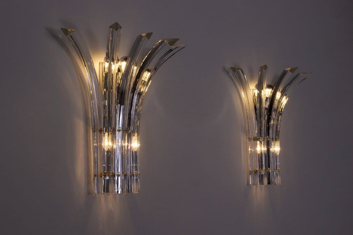 Pair Of Alberto Donà Wall Lights In Murano Crystal