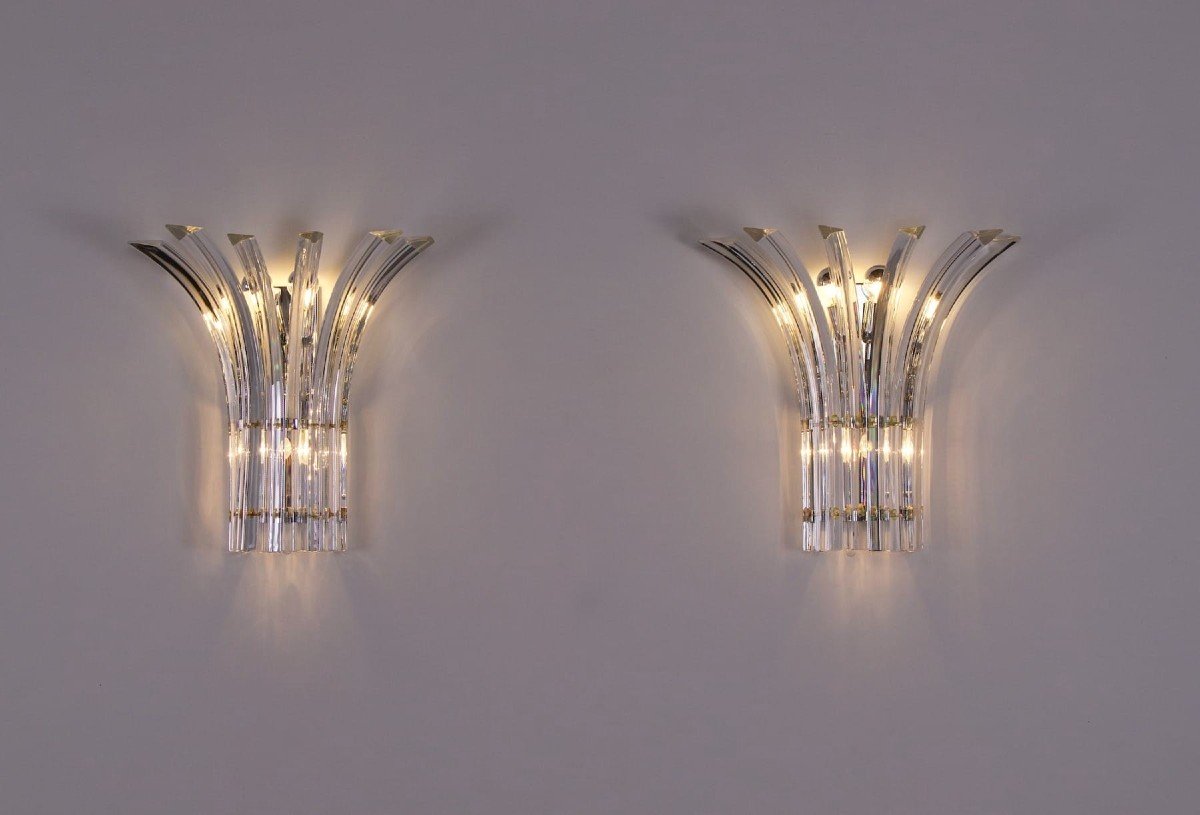 Ensemble de deux appliques en cristal de Murano, Alberto Donà, années 80.