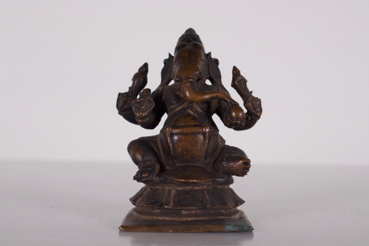 Statue de Ganesh en alliage cuivreux, Inde.-photo-2