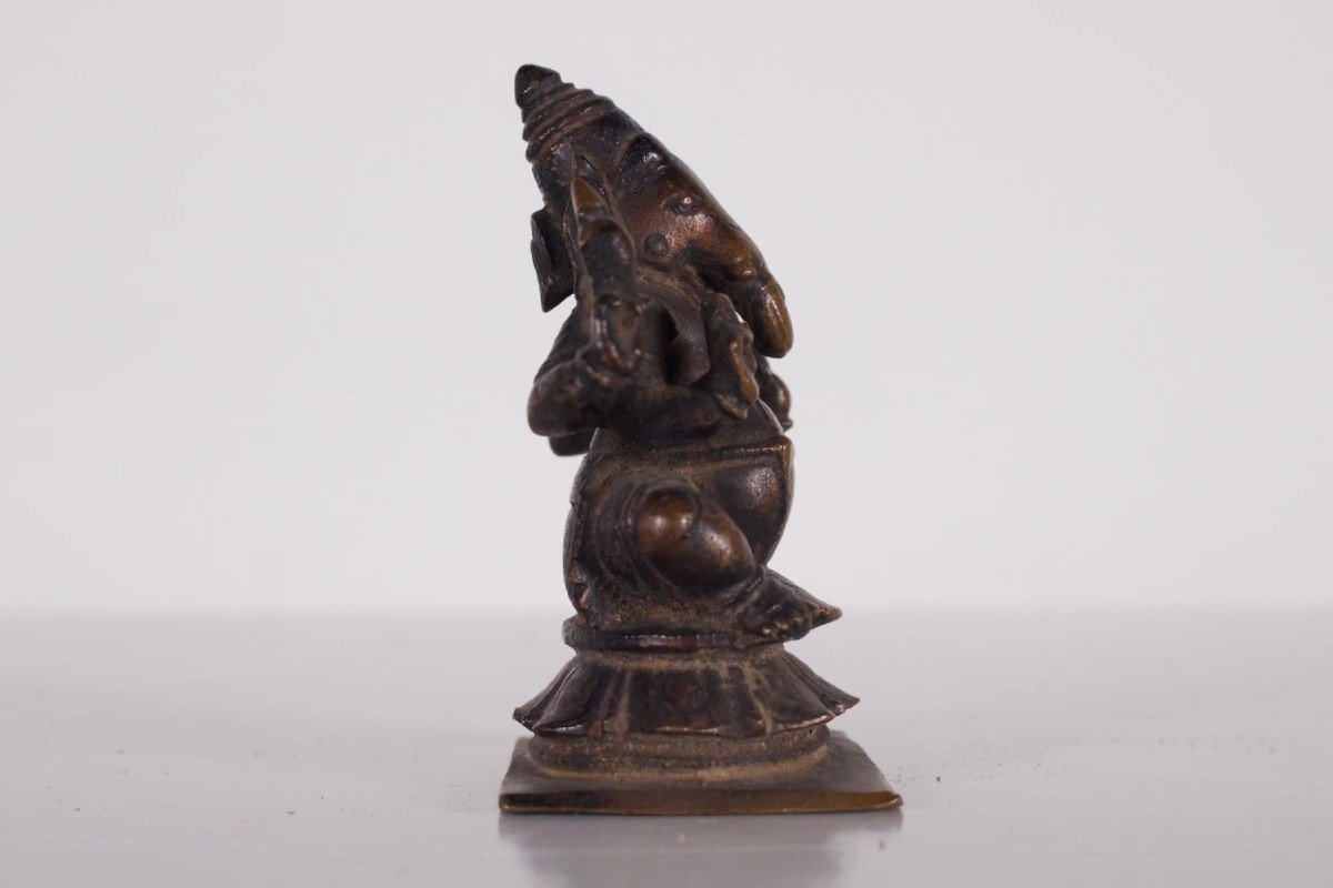 Statue de Ganesh en alliage cuivreux, Inde.-photo-3