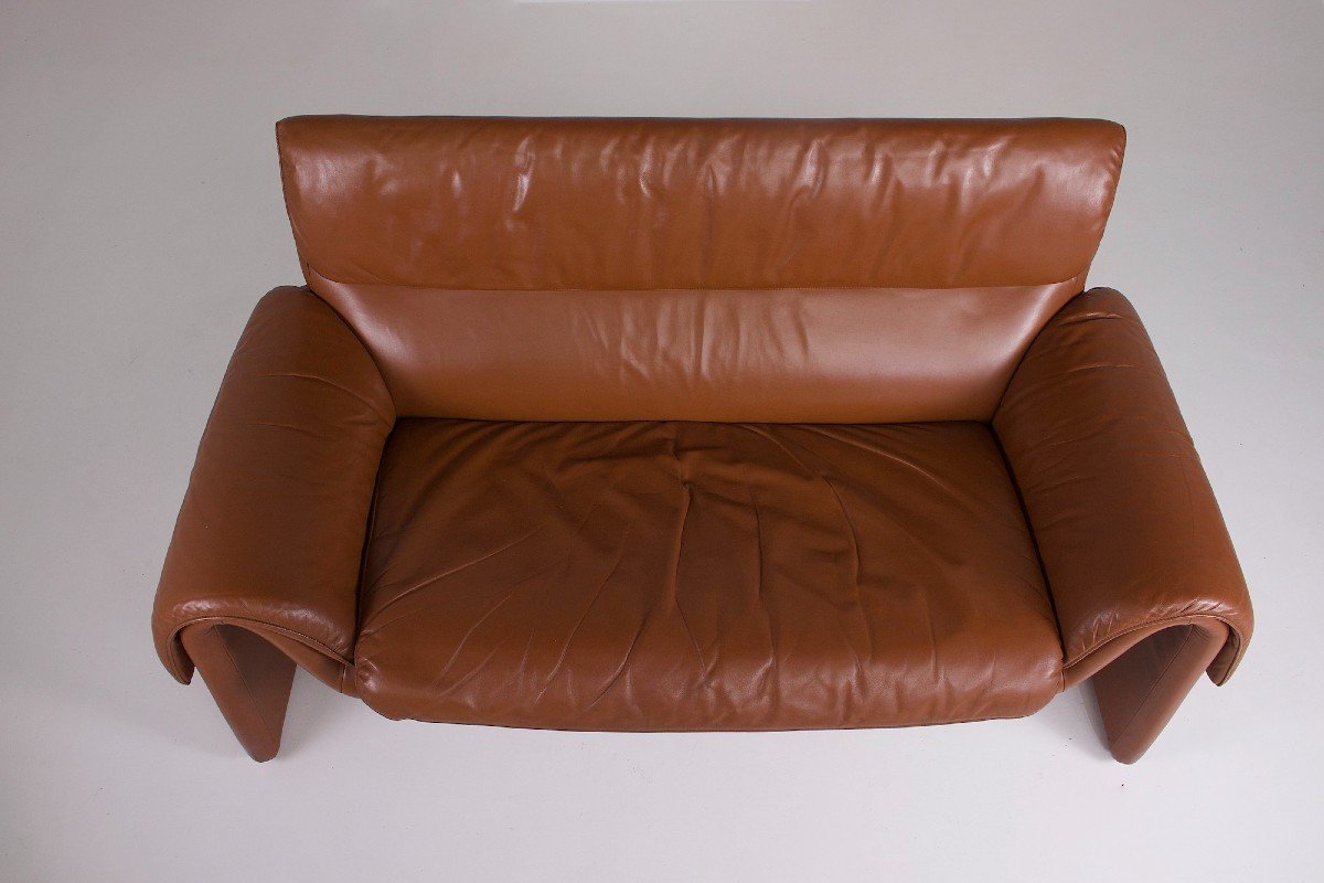 De Sede 2-seater Sofa “ds-2011” In Cognac Leather-photo-3