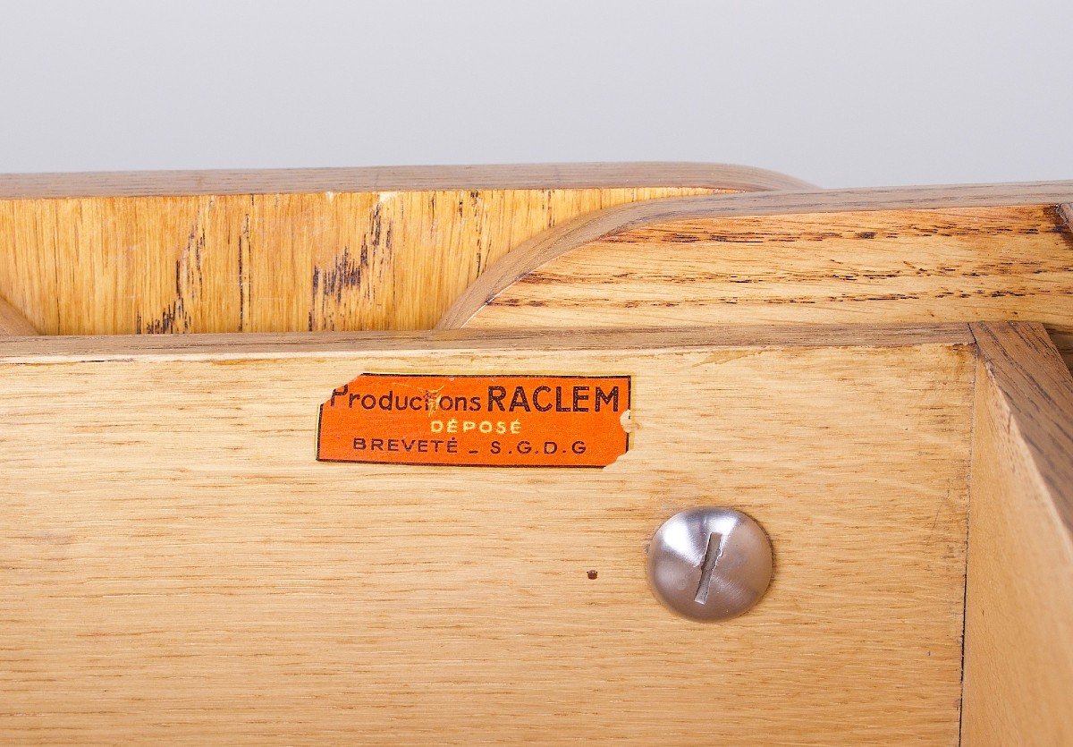 Bureau rétractable en chêne, Raclem éditeur, années 50.-photo-2