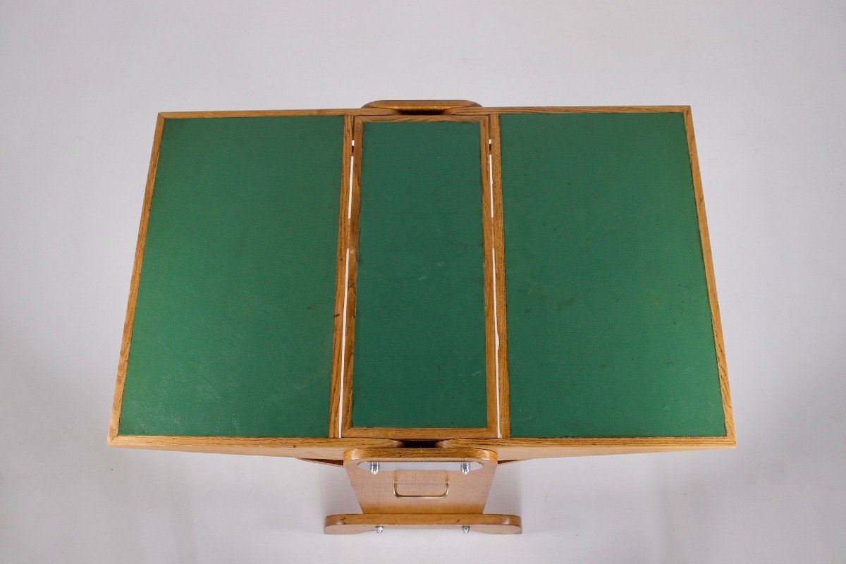 Bureau rétractable en chêne, Raclem éditeur, années 50.-photo-3