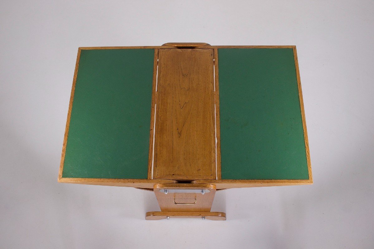 Bureau rétractable en chêne, Raclem éditeur, années 50.-photo-4