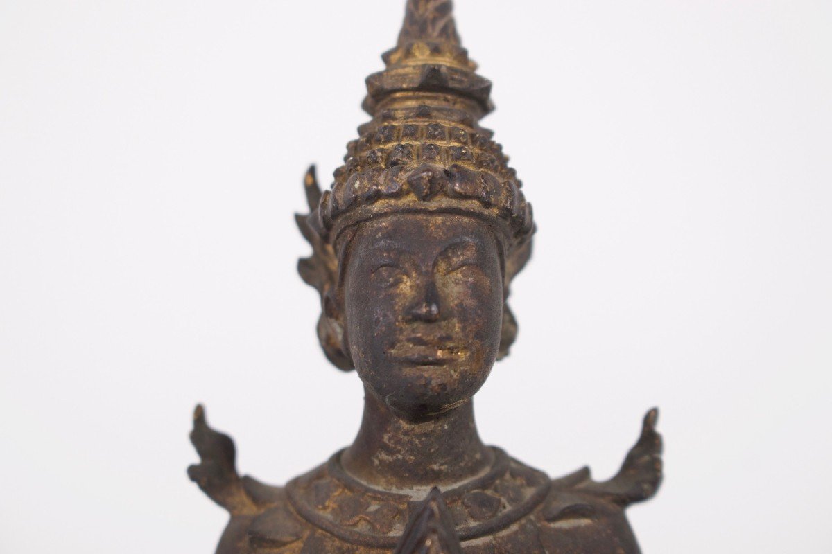 Deux  gardiens Thepphanom en bronze doré, Thaïlande.-photo-2
