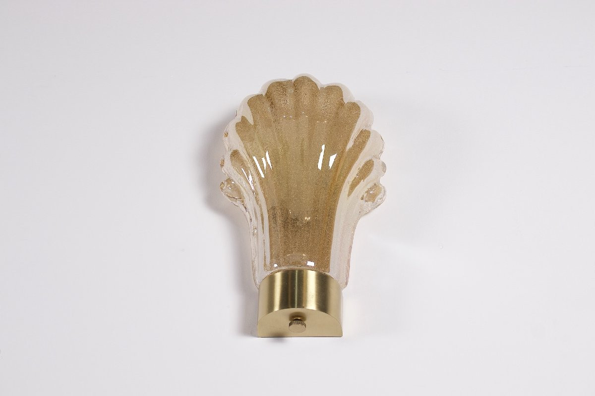 Deux appliques modèle « Coquillage » en verre de Murano.-photo-3