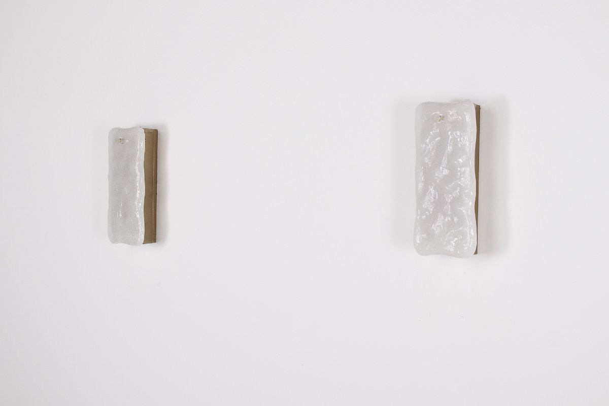 Ensemble de deux appliques en verre De Murano travaillé.