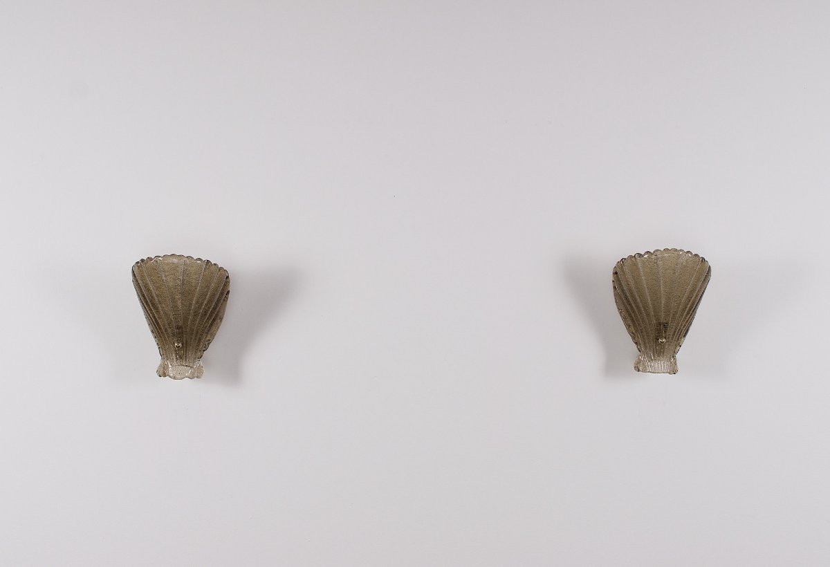 Pair Of "shell" Wall Lights By Vetri Murano-photo-3