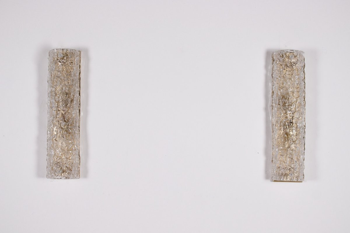 Pair Of Murano "vanity Ice Glass" Wall Lights-photo-2