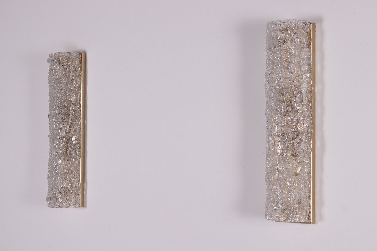 Pair Of Murano "vanity Ice Glass" Wall Lights-photo-4