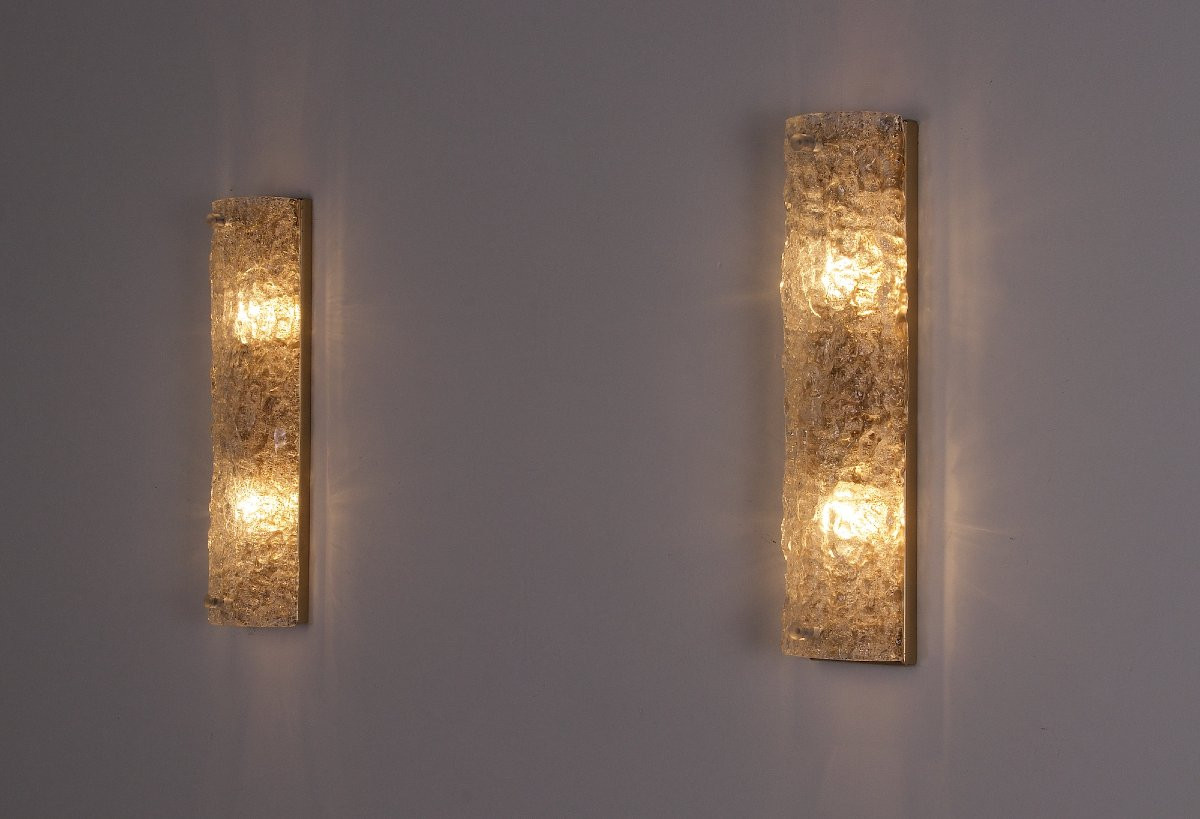 Pair Of Murano "vanity Ice Glass" Wall Lights-photo-2