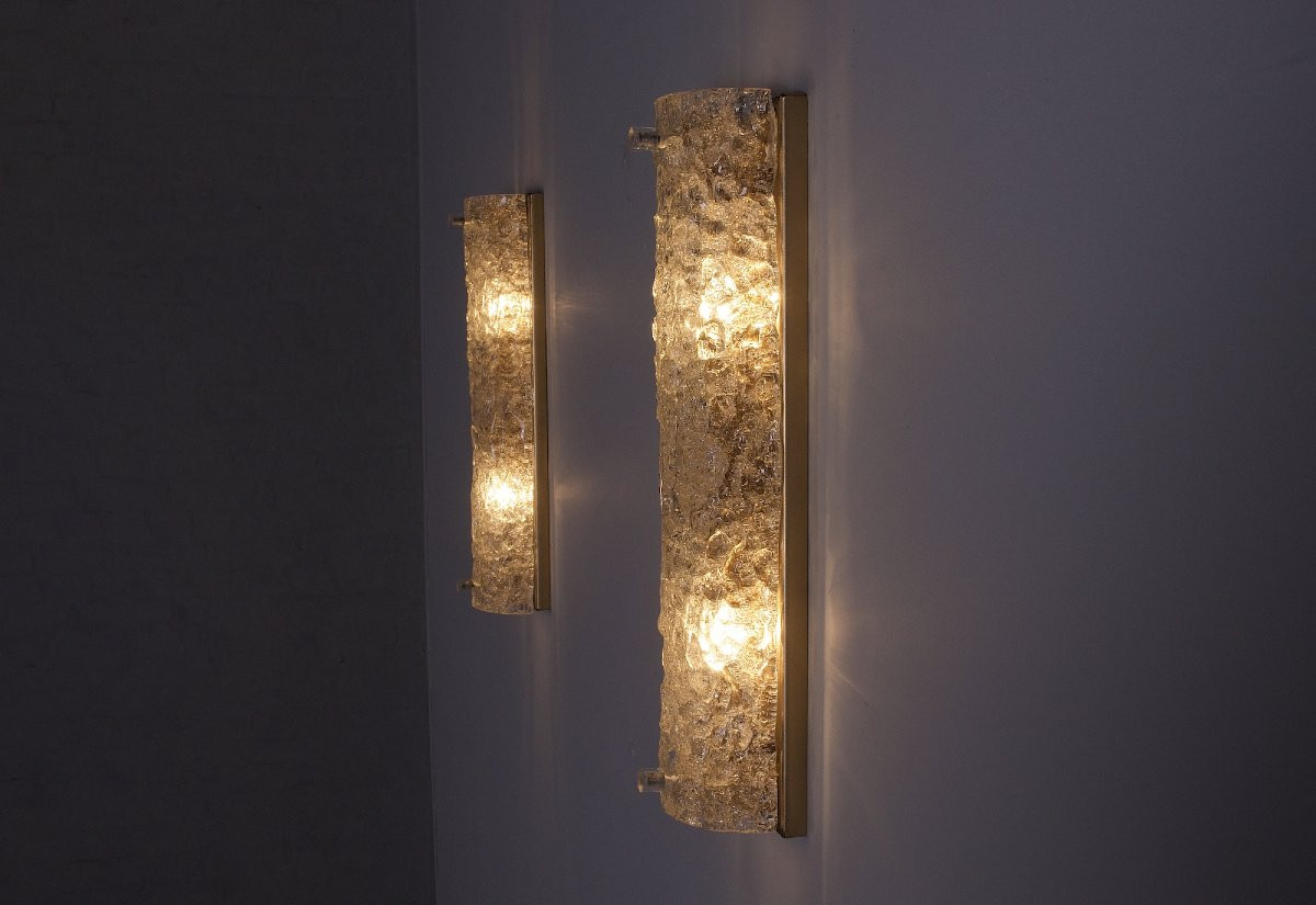 Pair Of Murano "vanity Ice Glass" Wall Lights-photo-3