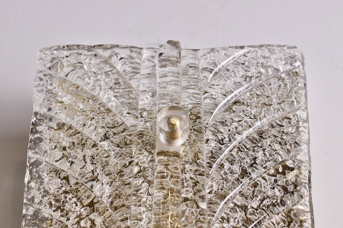 Ensemble de deux importantes appliques modèle  « Feuilles »en verre de Murano, Barovier Toso.-photo-1