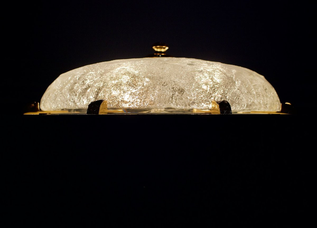 Suspension en verre de Murano et laiton doré, années 70.