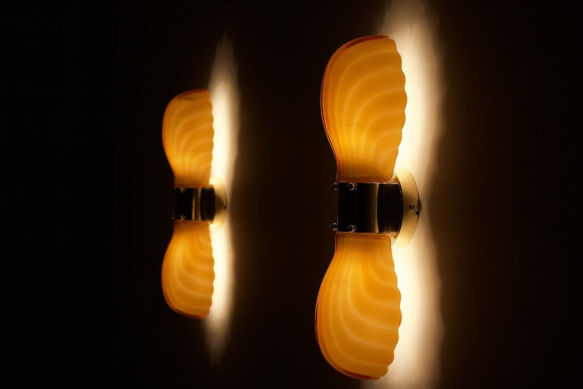 Paire D’appliques Italiennes « Coquille »-photo-1